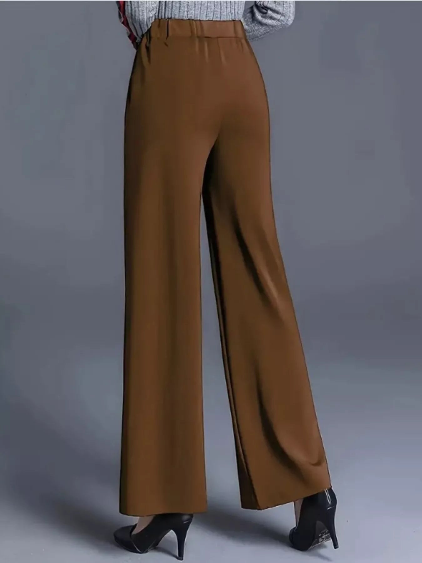 High waisted wide leg pants back view