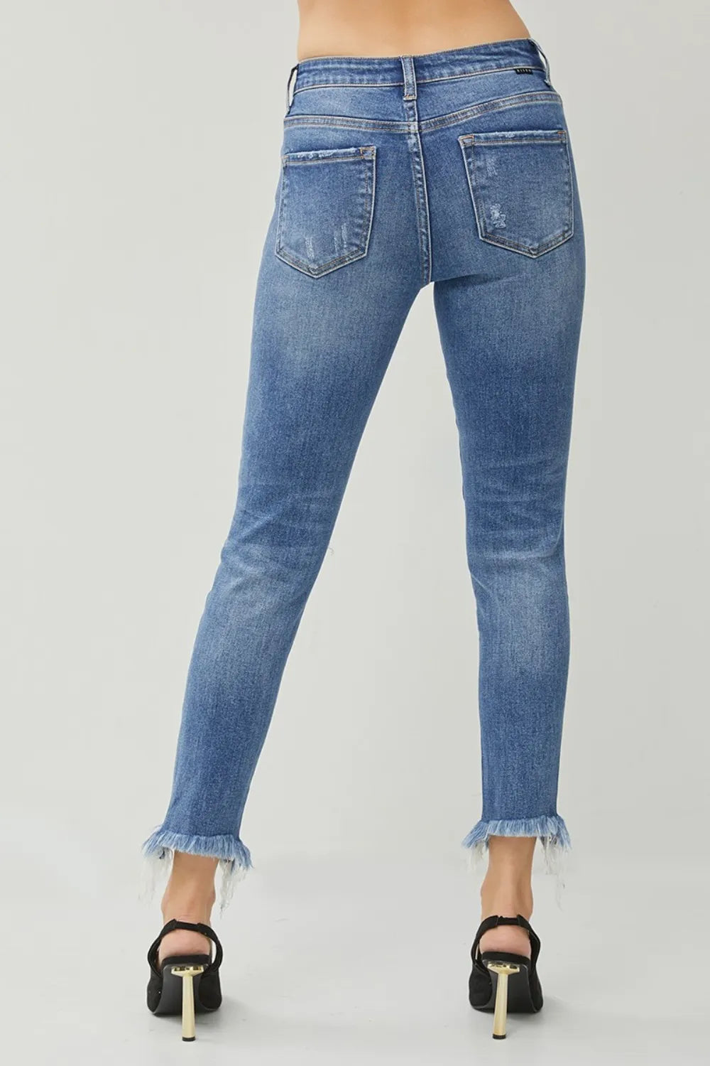 RISEN distressed slim jeans back view