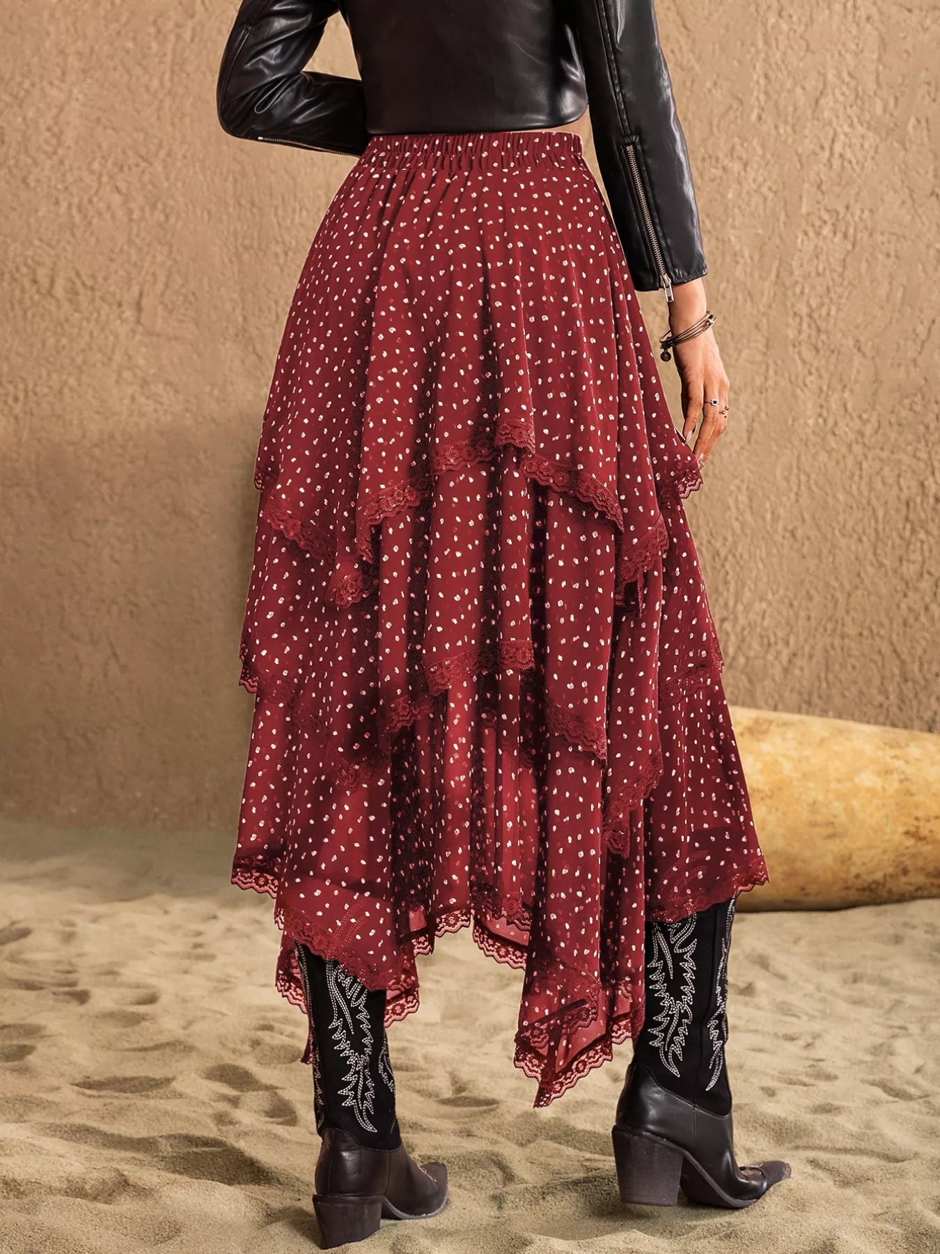 Layered skirt with lace detail back view