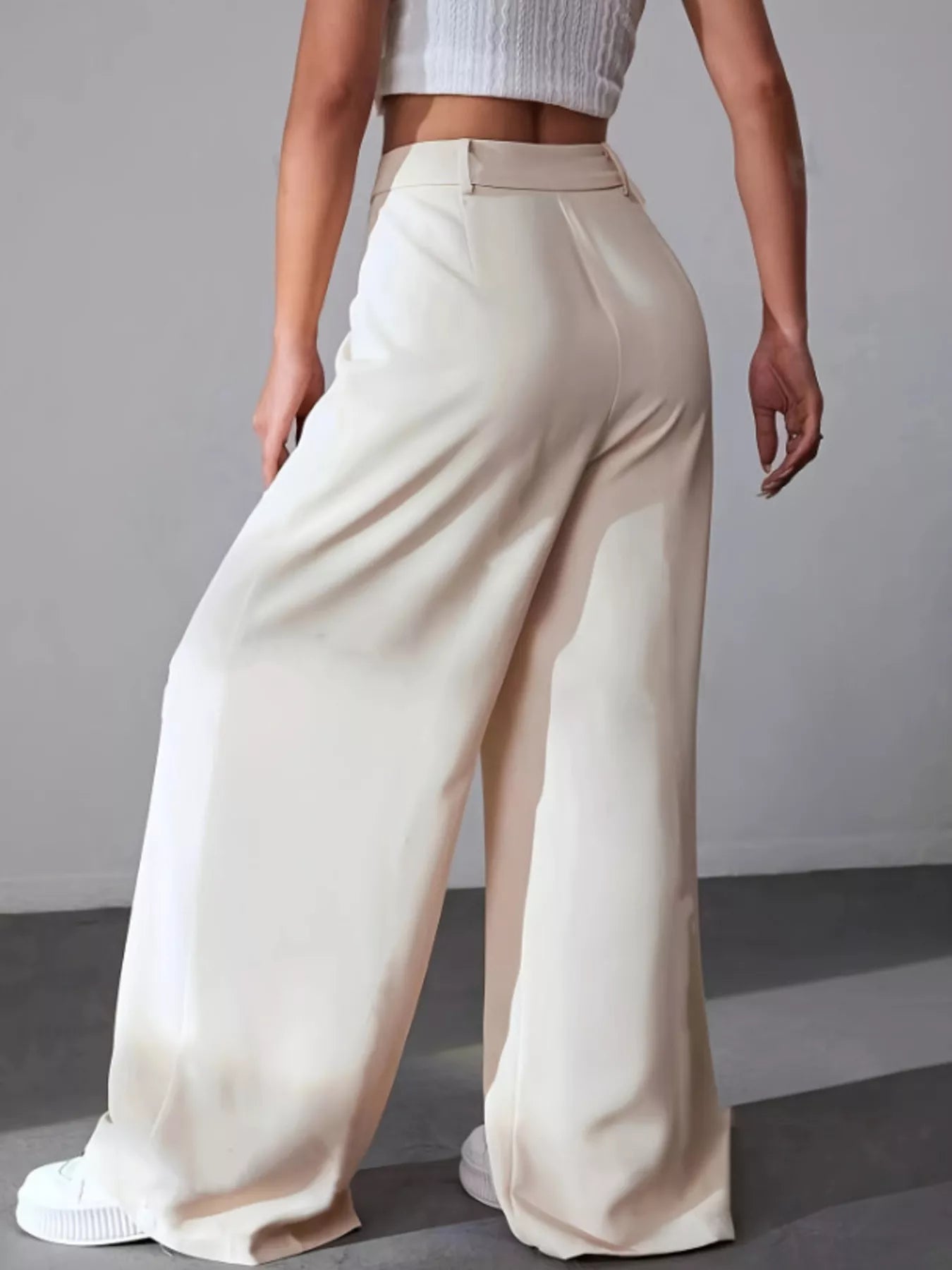 Wide leg pleated dress pants back view
