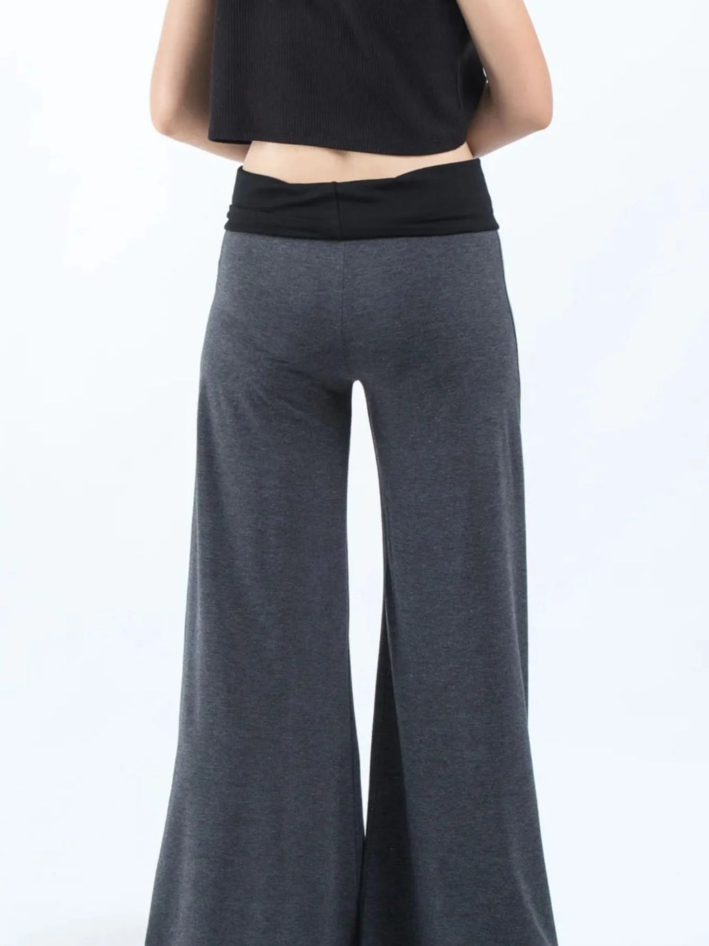 Gray yoga pants full length view