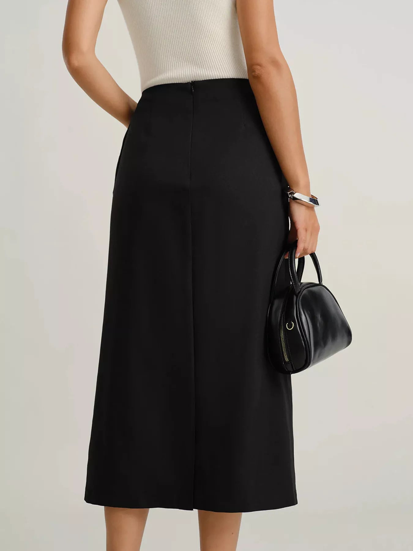 Button-front midi skirt back view
