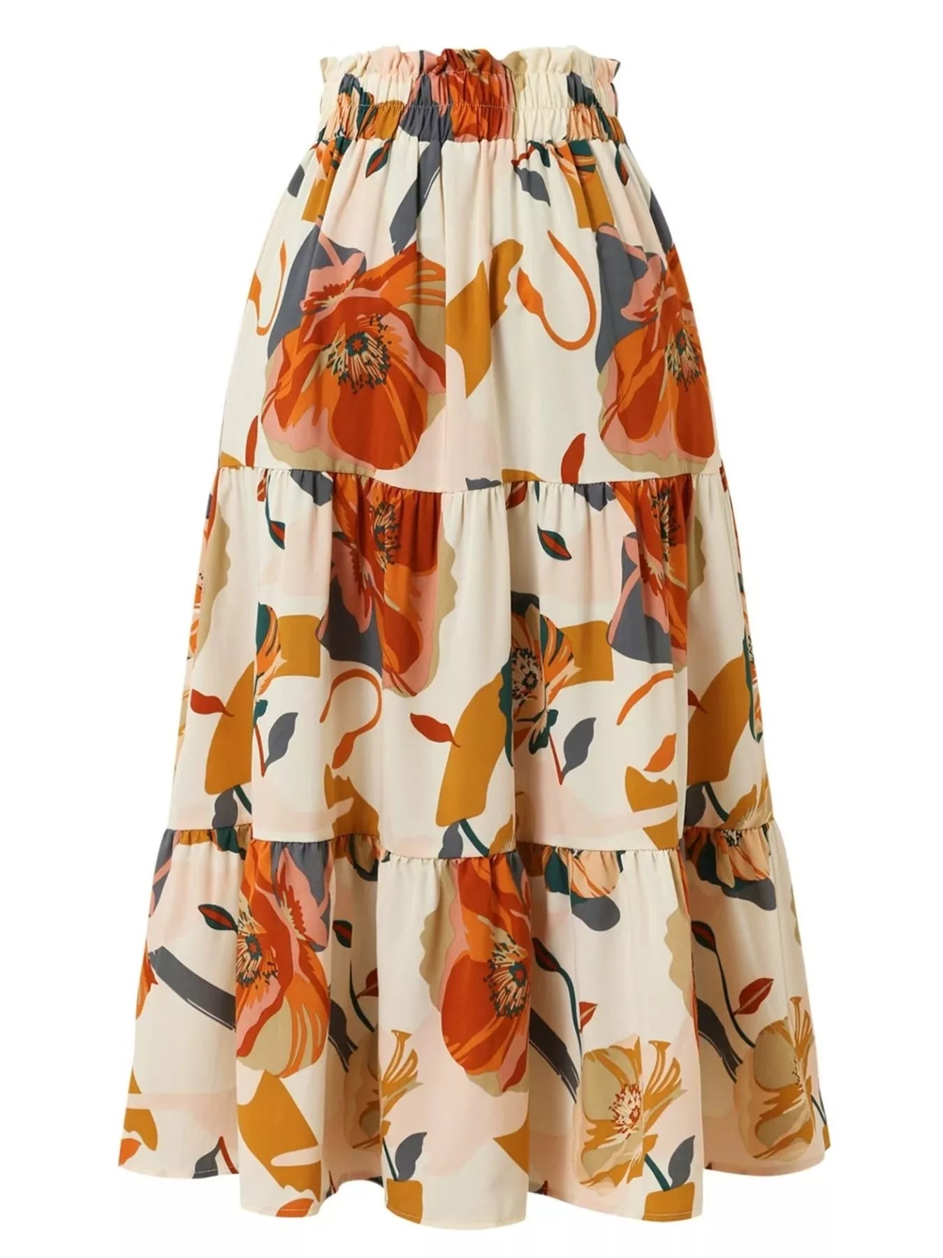 Plus size floral tiered skirt back view